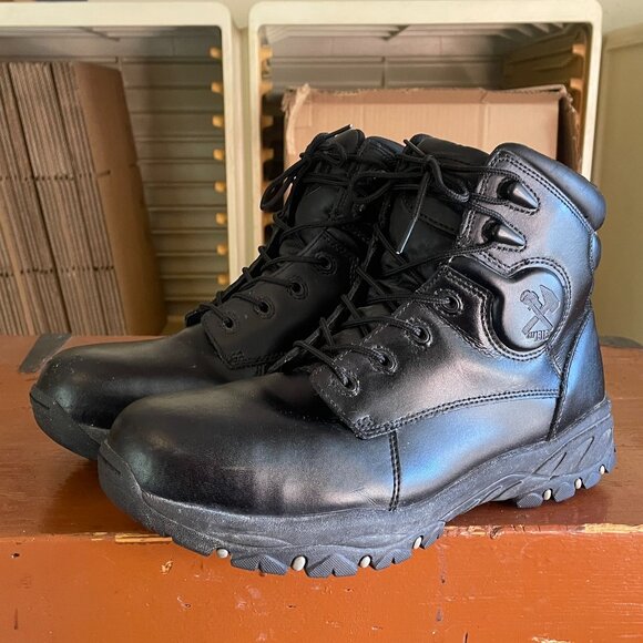 IRON AGE Men's Size 11 W Wide Black Leather Steel Toe Safety Work Boots IA5150 - Picture 1 of 11